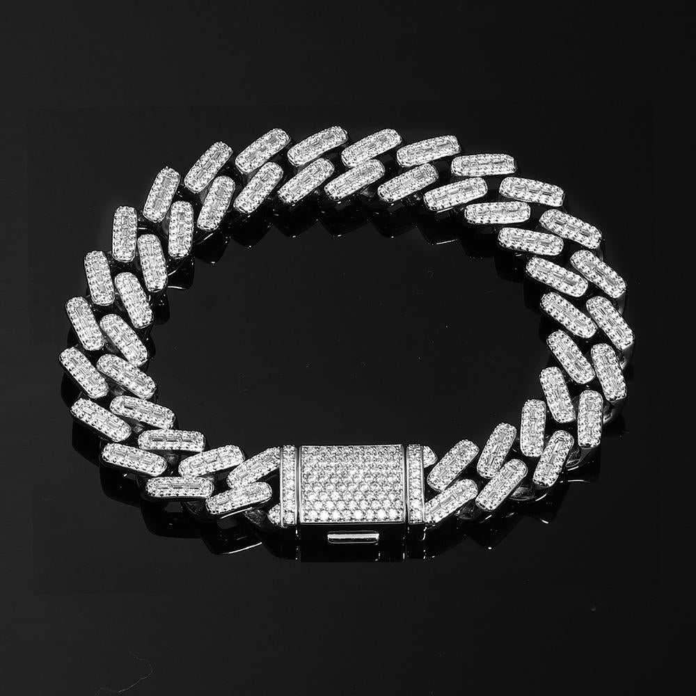 White Gold Iced Out Prong Cuban Link Bracelet Thegoldlinks