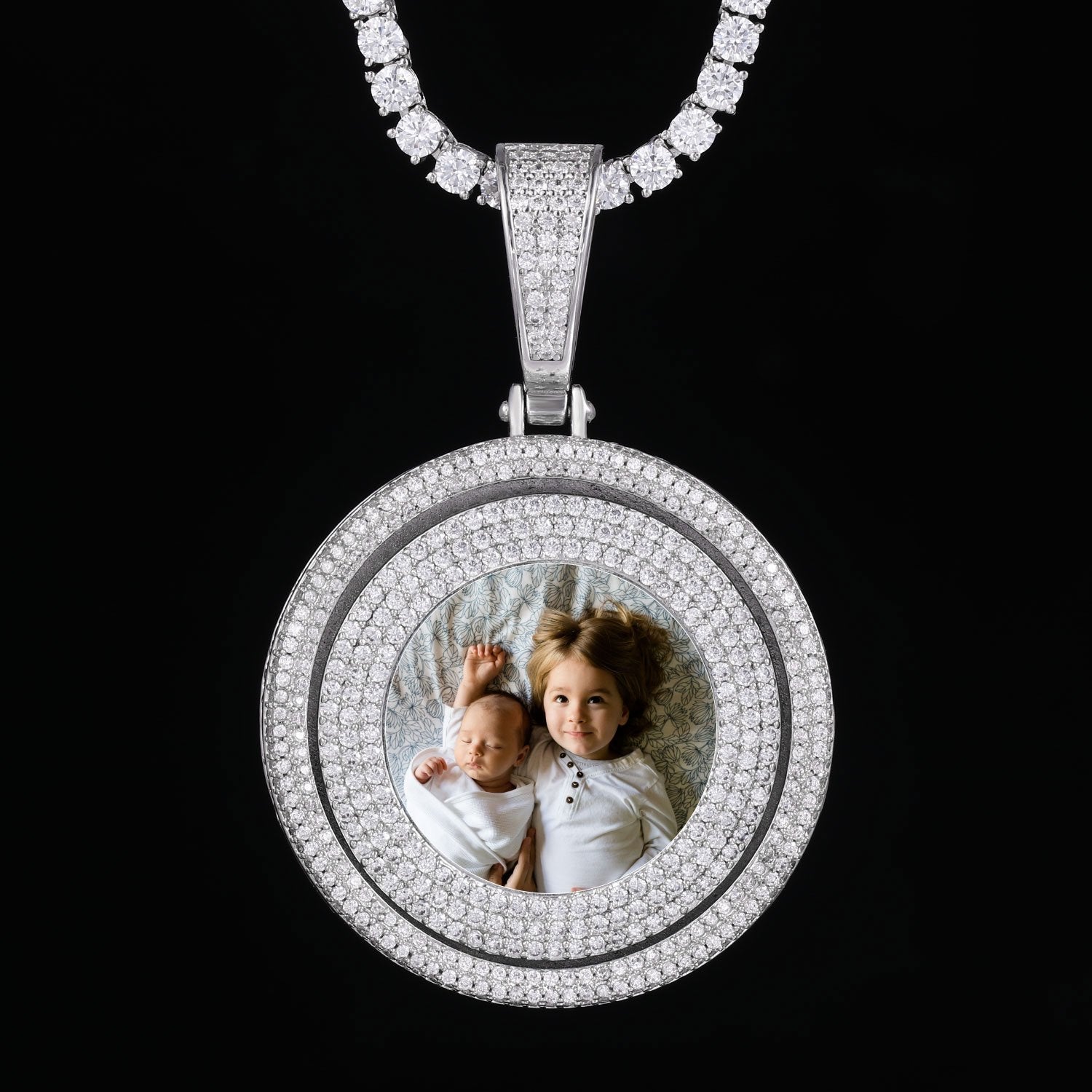 Large 3D Rotating double layer Custom Picture Pendant Thegoldlinks