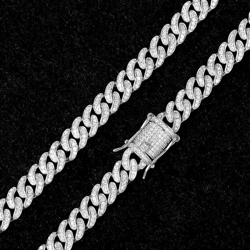 8MM White Gold Plated Iced Out Micro Cuban Link Chain