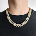 15MM 14K Gold Iced Out Prong Cuban Link Chain Thegoldlinks