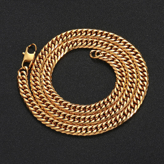 7/9MM 18k Gold Plated Six Sides Mill  Miami Cuban Link Chain