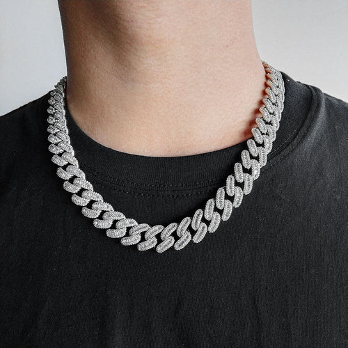 15MM White Gold Iced Out Prong Cuban Link Chain Thegoldlinks