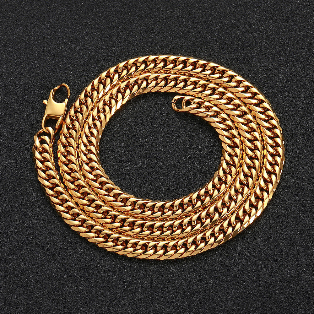 7/9MM 18K Gold Plated Six-sided Grind  Miami Cuban Link Chain Thegoldlinks