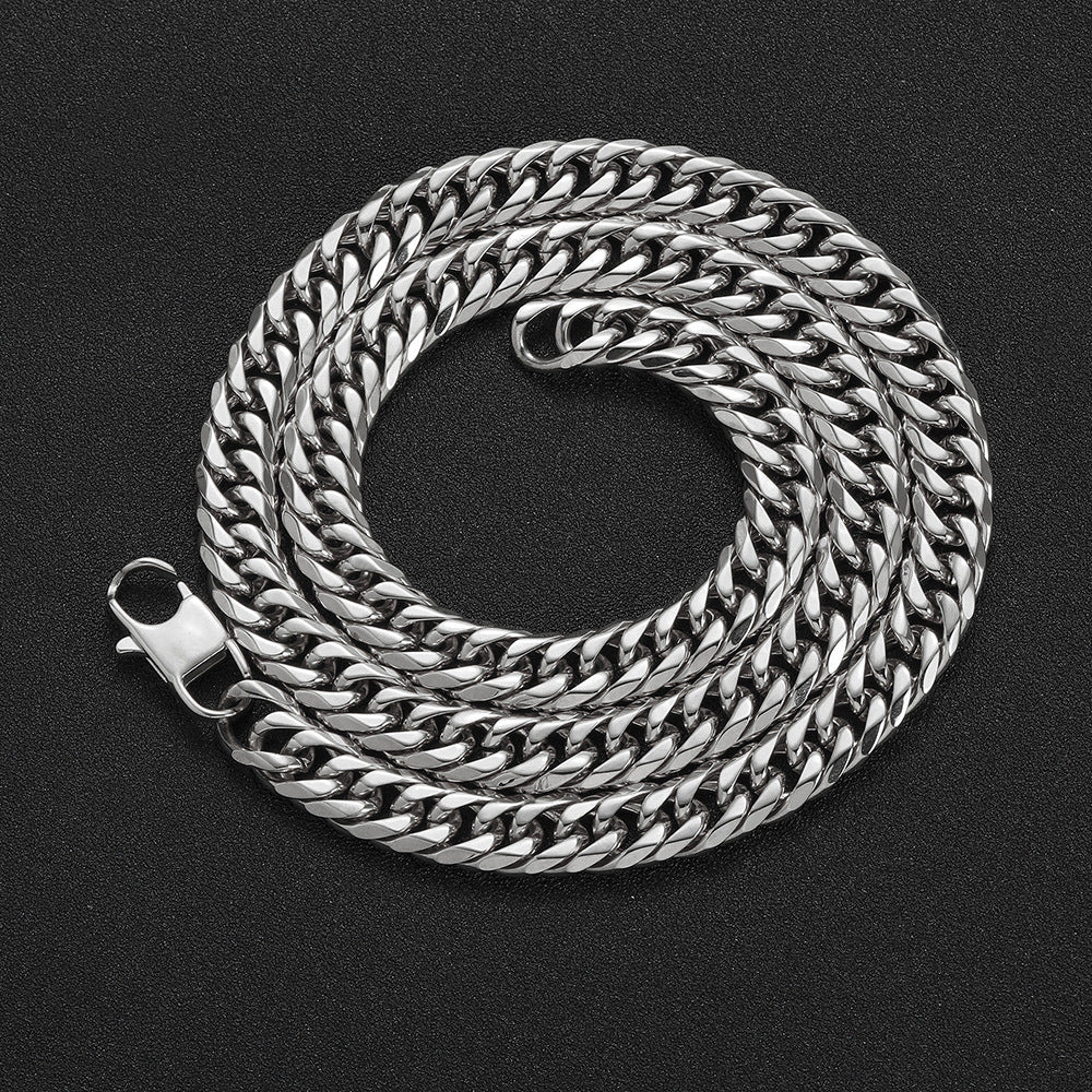 7/9MM White Gold Plated Zircon Flip Button Miami Cuban Link Chain Thegoldlinks