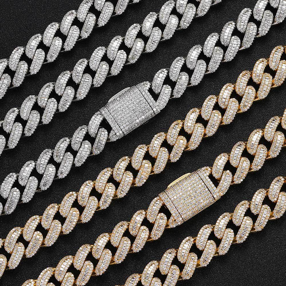 15MM 14K Gold Iced Out Prong Cuban Link Chain