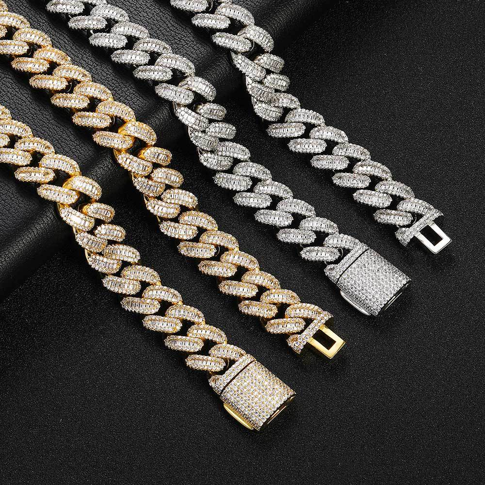 15MM 14K Gold Iced Out Prong Cuban Link Chain