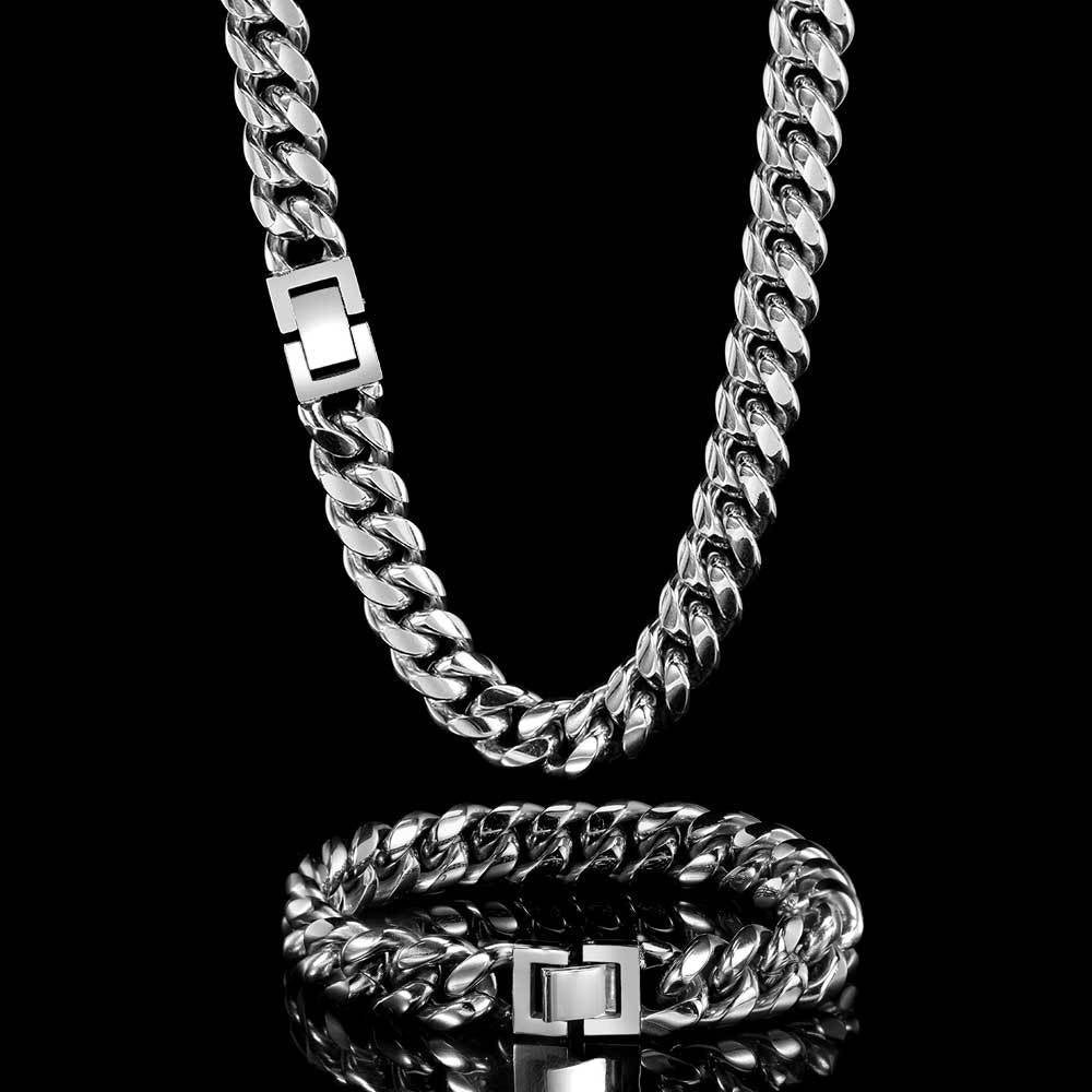 6/8/10/12/14/16/18MM White Gold Plated Jewelry Buckle Miami Cuban Link Chaiw