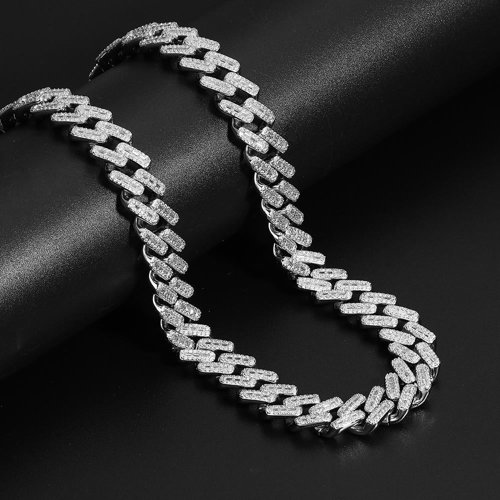 15MM White Gold Iced Out Prong Cuban Link Chain Thegoldlinks