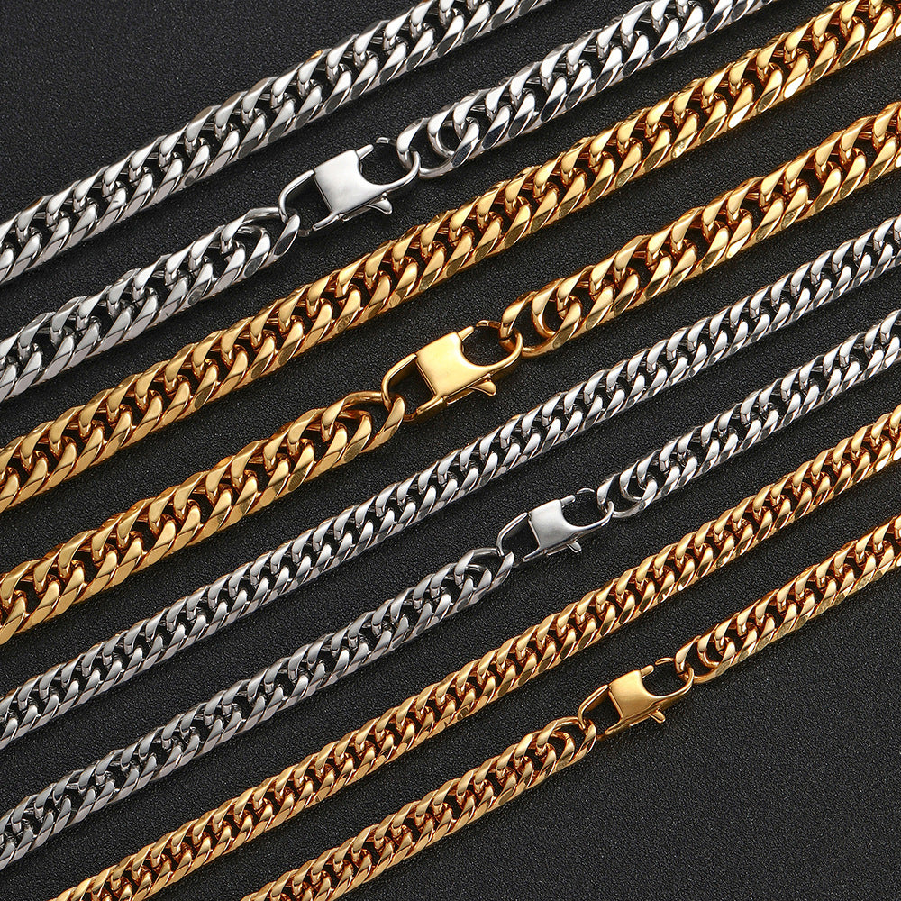7/9MM White Gold Plated Zircon Flip Button Miami Cuban Link Chain Thegoldlinks