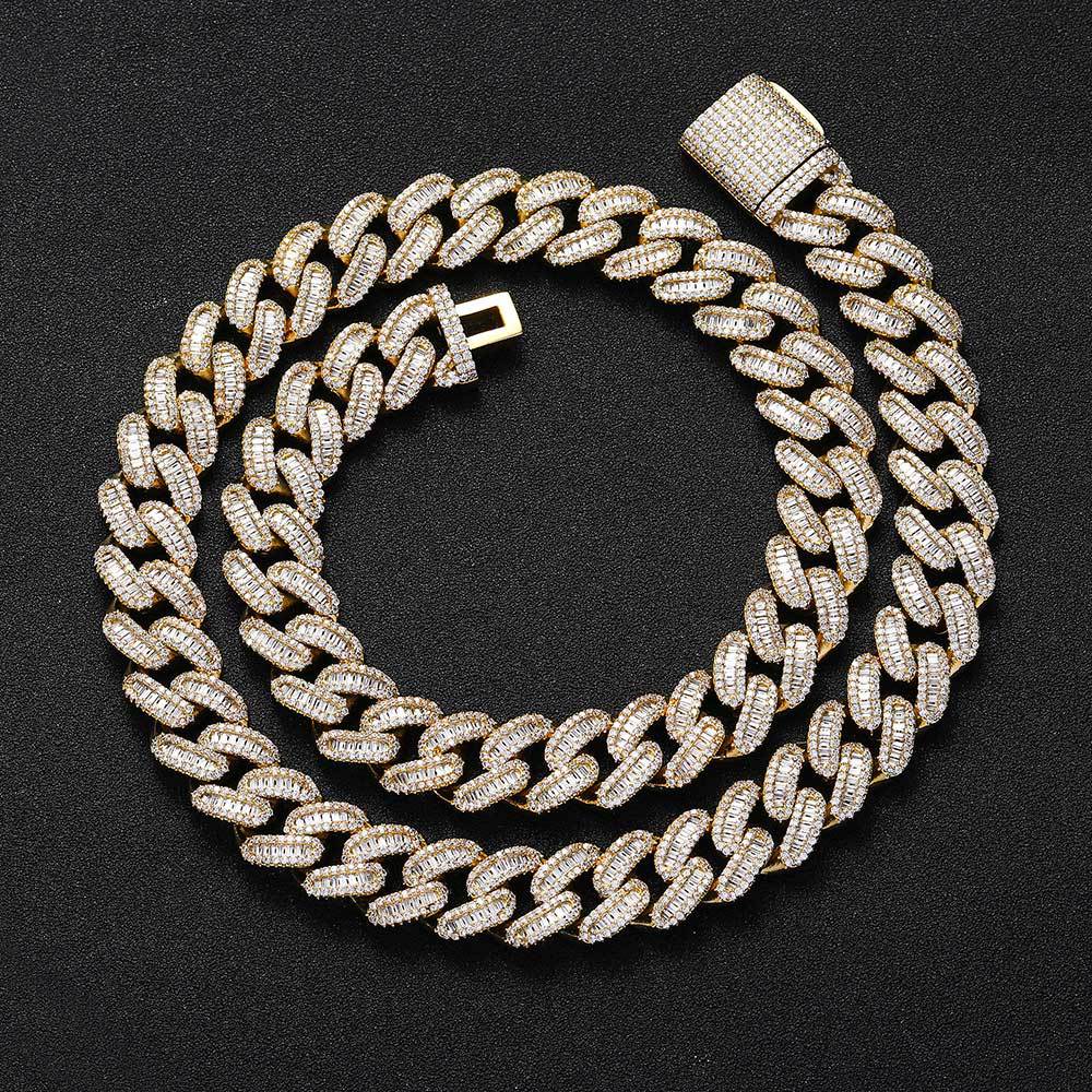 15MM 14K Gold Iced Out Prong Cuban Link Chain Thegoldlinks