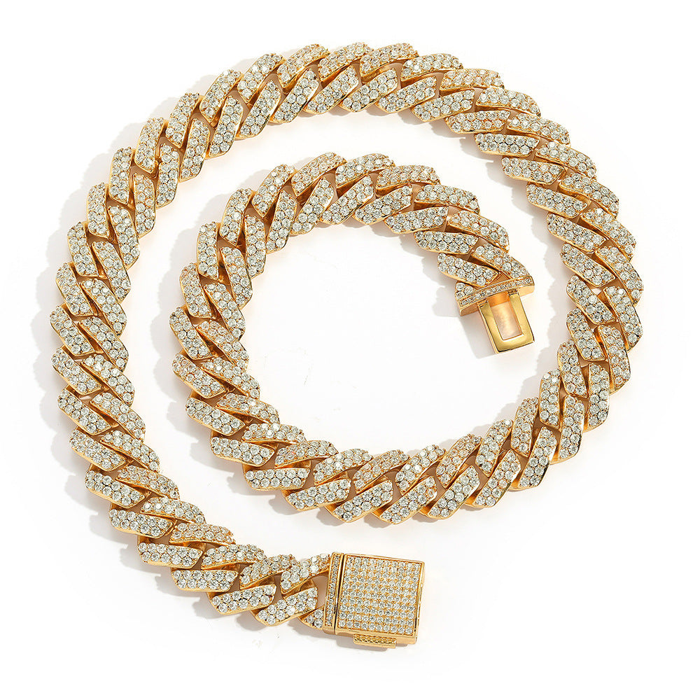 15MM 18K Gold Plated Iced Out Prong  Cuban Link Chain Thegoldlinks