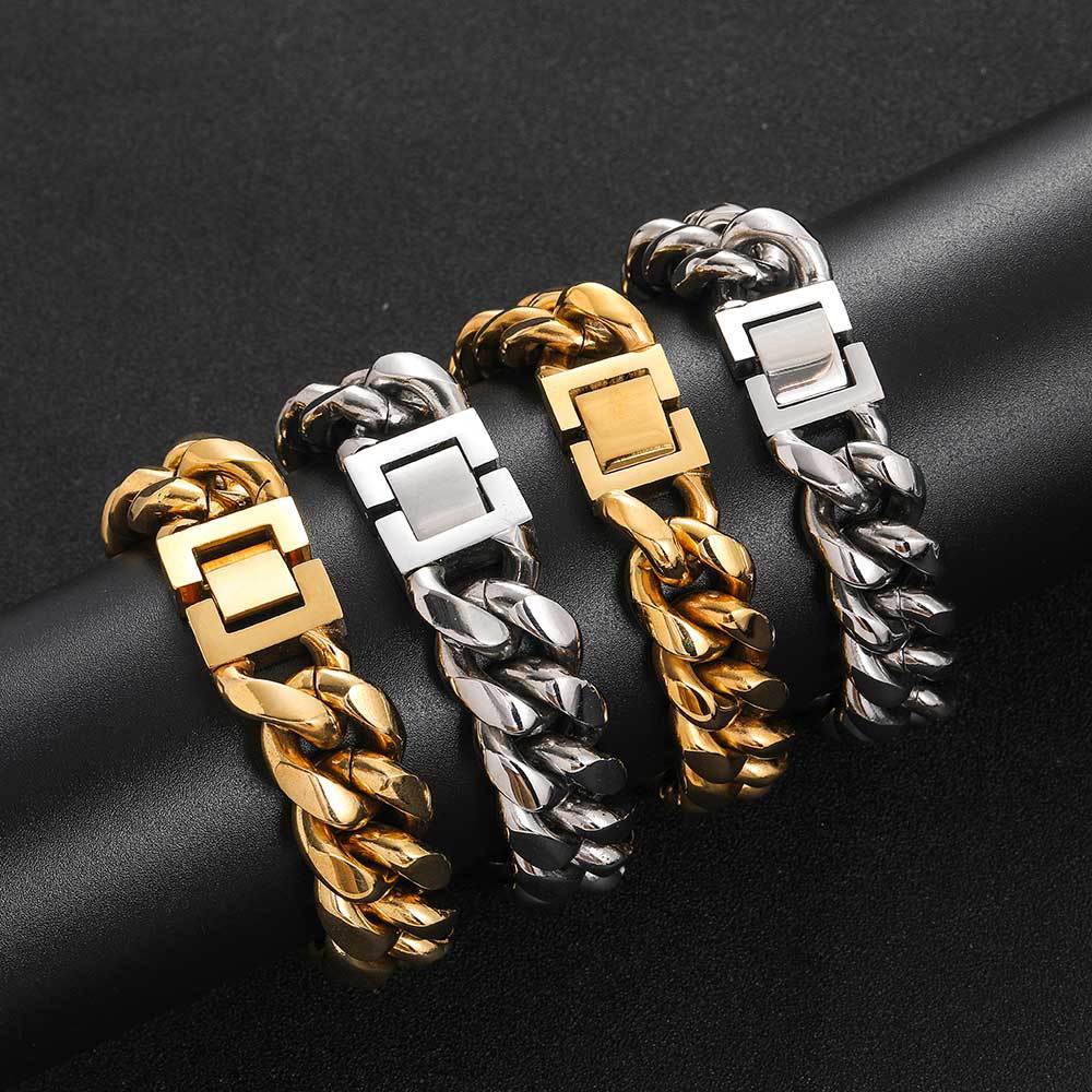 6/8/10/12/14/16/18MM 18K Gold Plated Jewelry Buckle Miami Cuban Link Chain Gubanlink