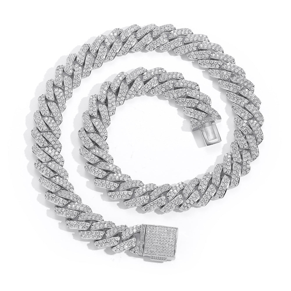 15MM White Gold  Plated Iced Out Prong  Cuban Link Chain Thegoldlinks