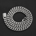 8/10MM White Gold Plated Zircon Flip Button Miami Cuban Link Chain Thegoldlinks