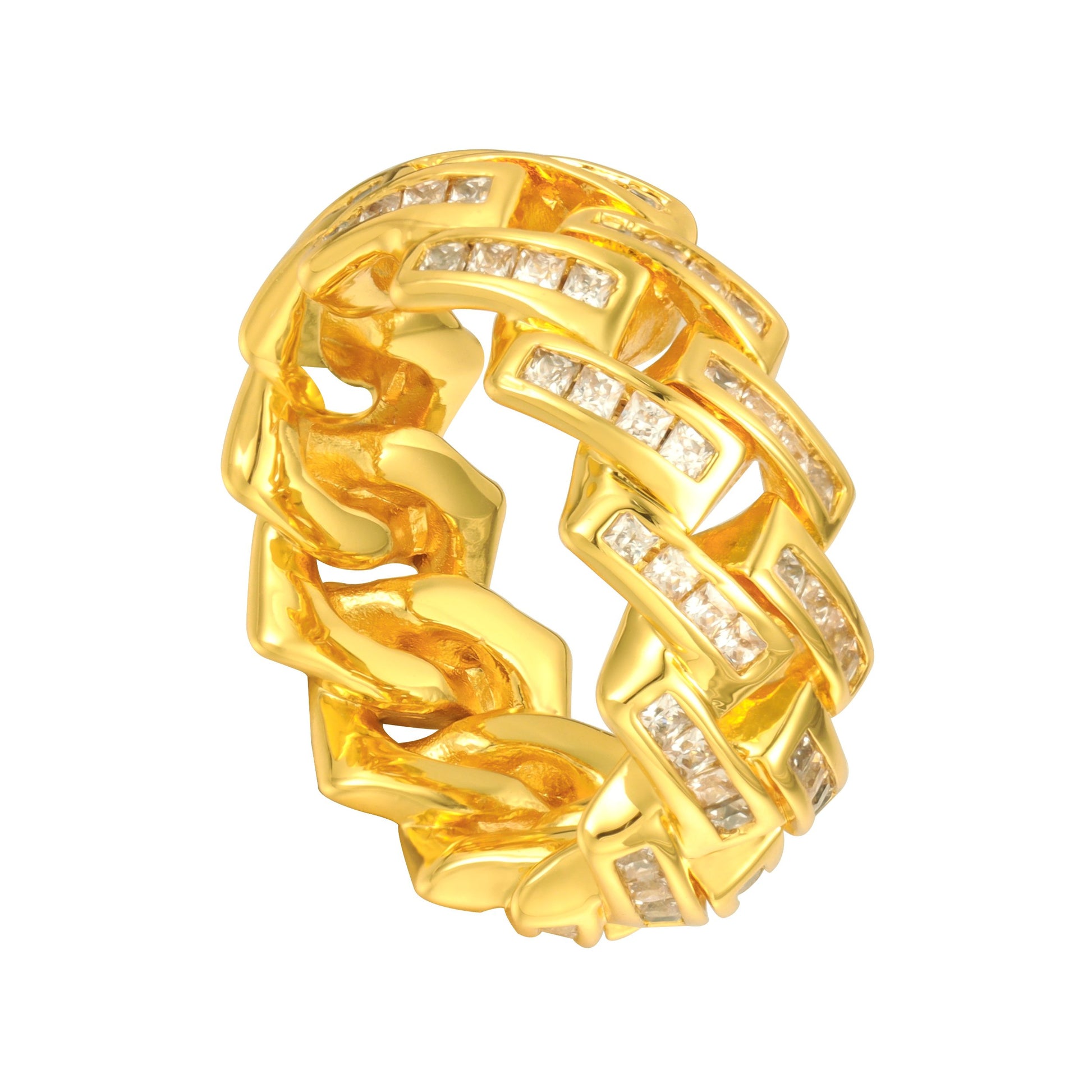 Iced Cuban Link Ring 18K/ White Gold Plated