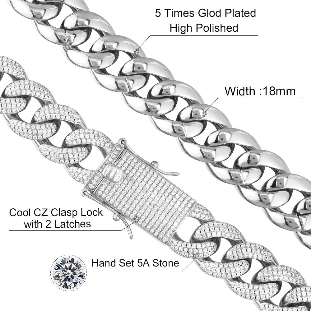 15MM White Gold Chunky Iced out Cuban Link Chain