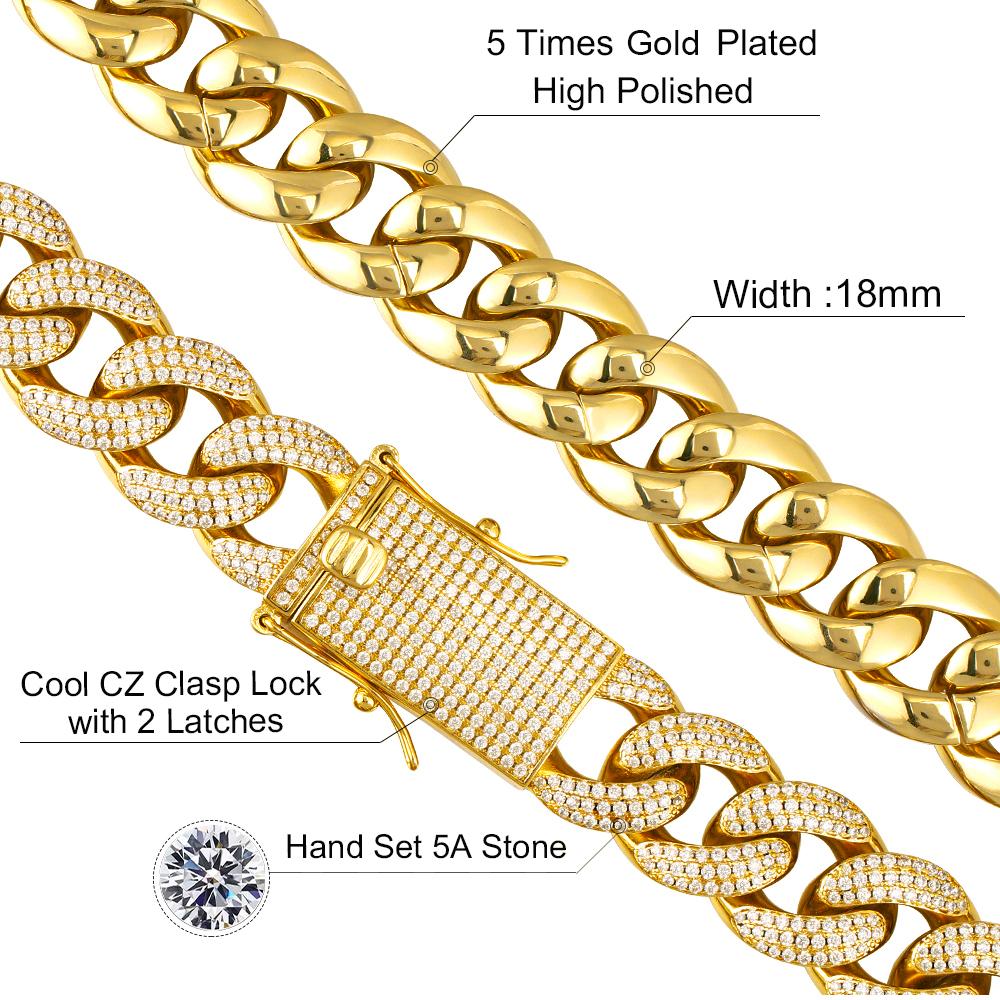 15MM 18K Gold Chunky Iced out Cuban Link Chain