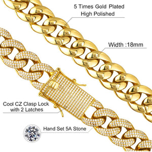 15MM 18K Gold Chunky Iced out Cuban Link Chain