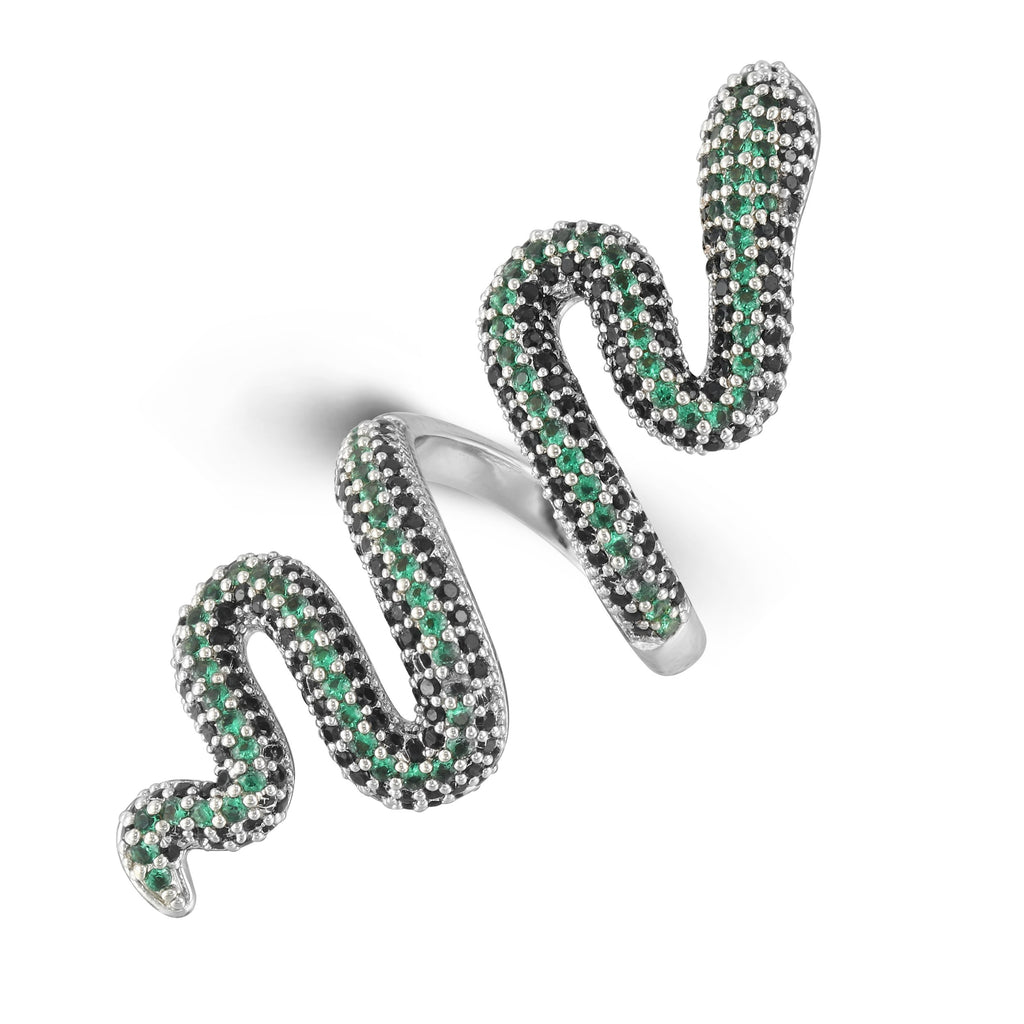18K/White Gold Iced Snake Ring
