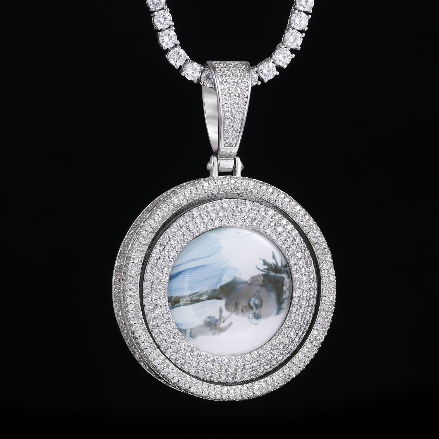 Large 3D Rotating double layer Custom Picture Pendant