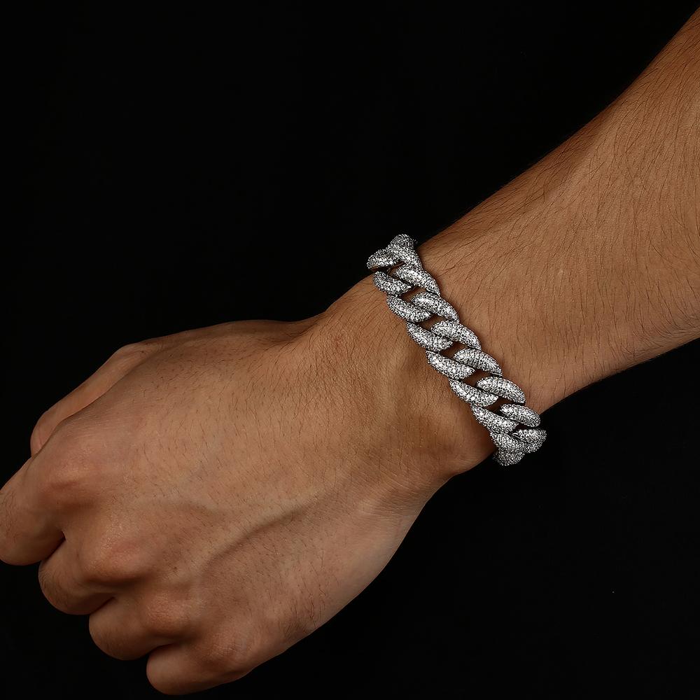 White Gold Iced Out Prong Cuban Link Bracelet