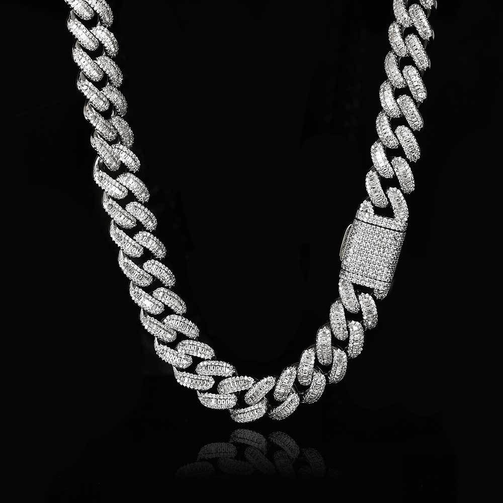 15MM White Gold Iced Out Prong Cuban Link Chain Thegoldlinks