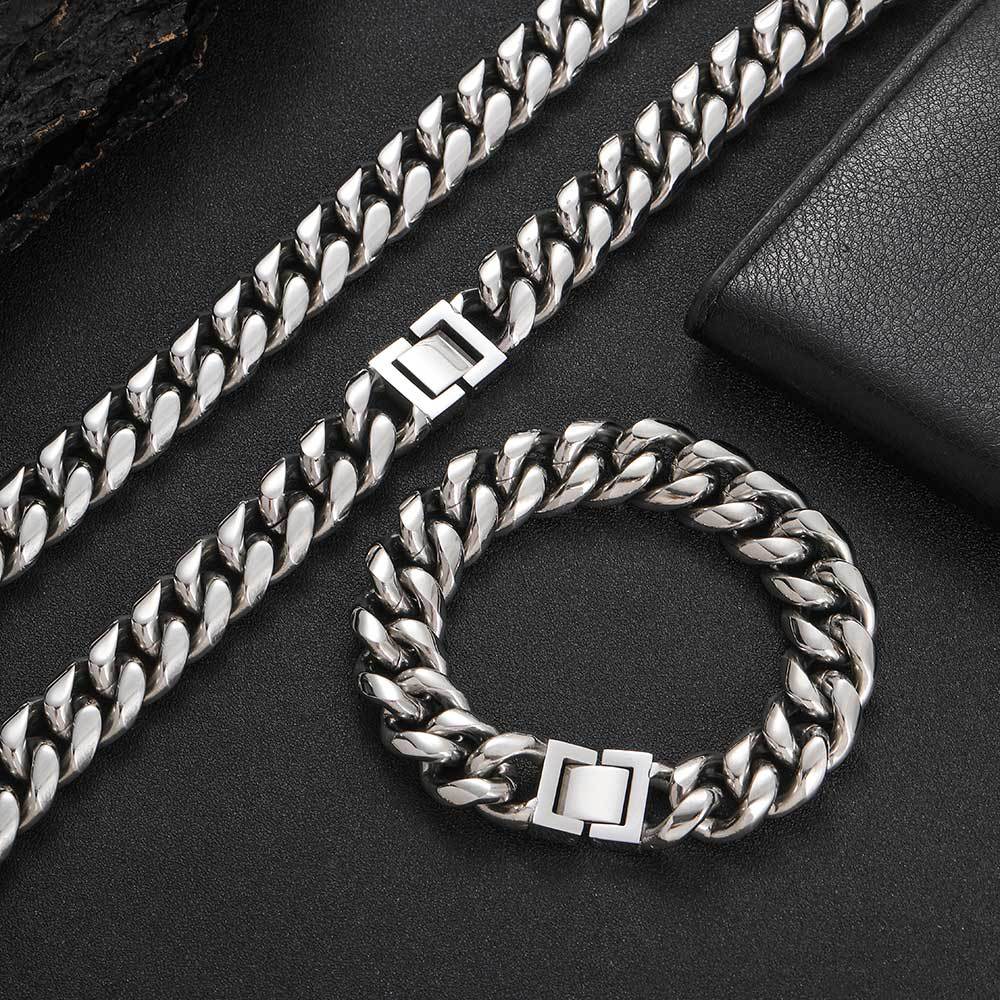 6/8/10/12/14/16/18MM White Gold Plated Jewelry Buckle Miami Cuban Link Chaiw