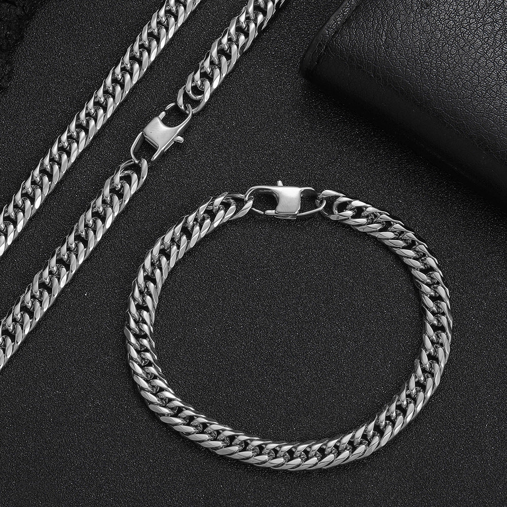 7/9MM White Gold Plated Six-sided Grind  Miami Cuban Link Chain