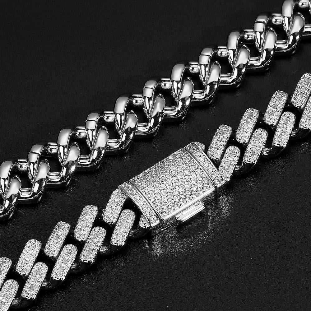 15MM White Gold Iced Out Prong Cuban Link Chain Thegoldlinks