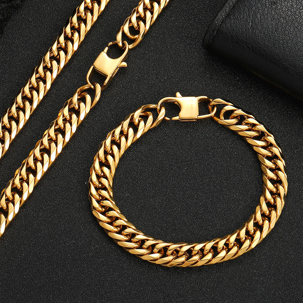 7/9MM 18k Gold Plated Six Sides Mill  Miami Cuban Link Chain