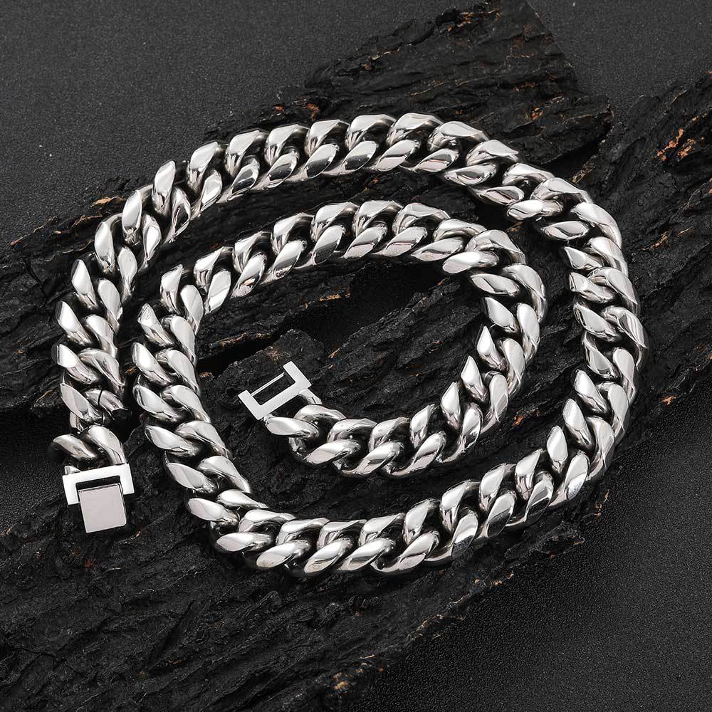 6/8/10/12/14/16/18MM White Gold Plated Jewelry Buckle Miami Cuban Link Chaiw