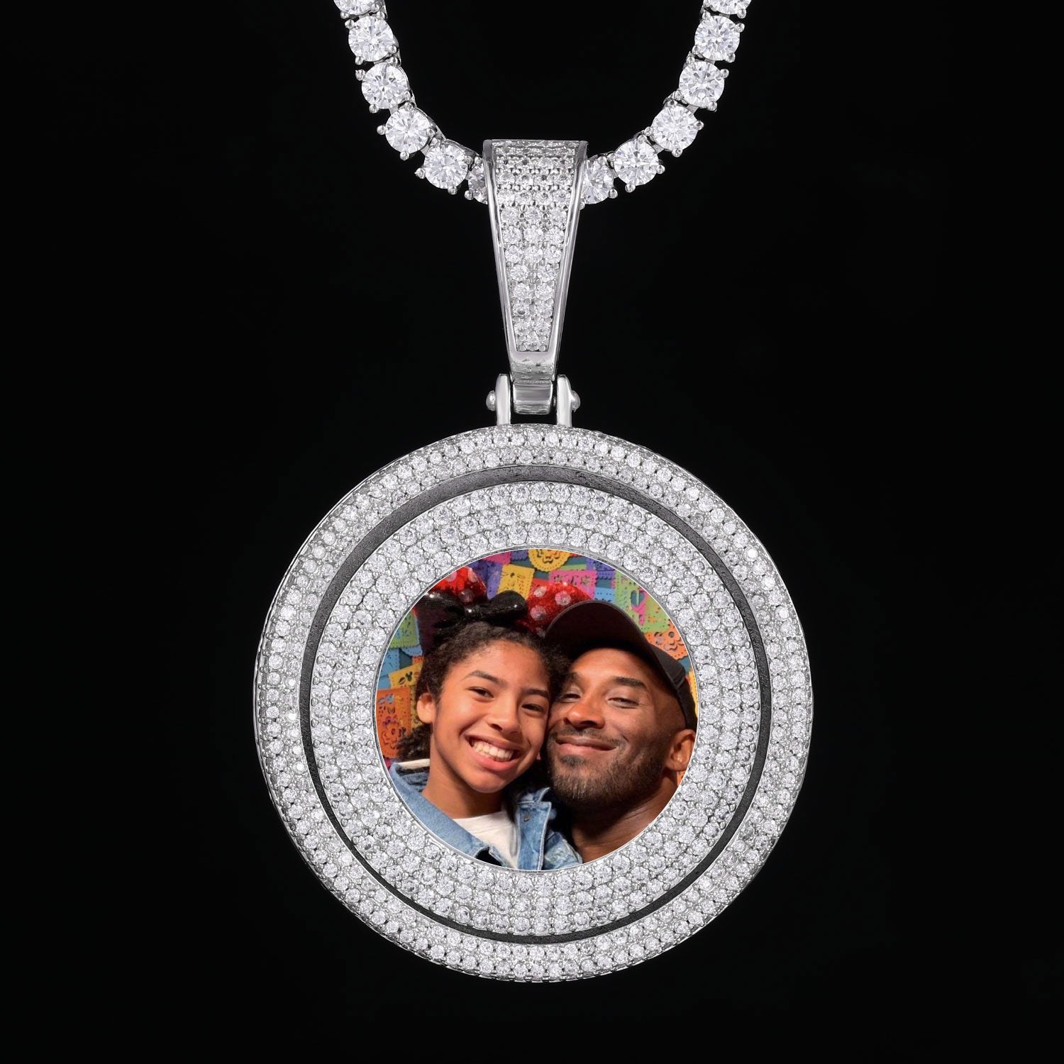 Large 3D Rotating double layer Custom Picture Pendant