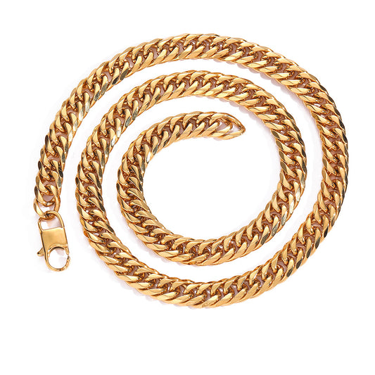 7/9MM 18K Gold Plated Six-sided Grind  Miami Cuban Link Chain