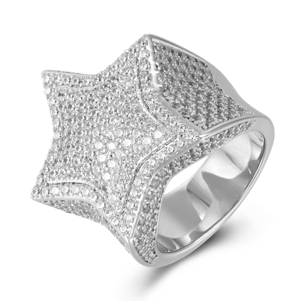 White Gold Star Ring