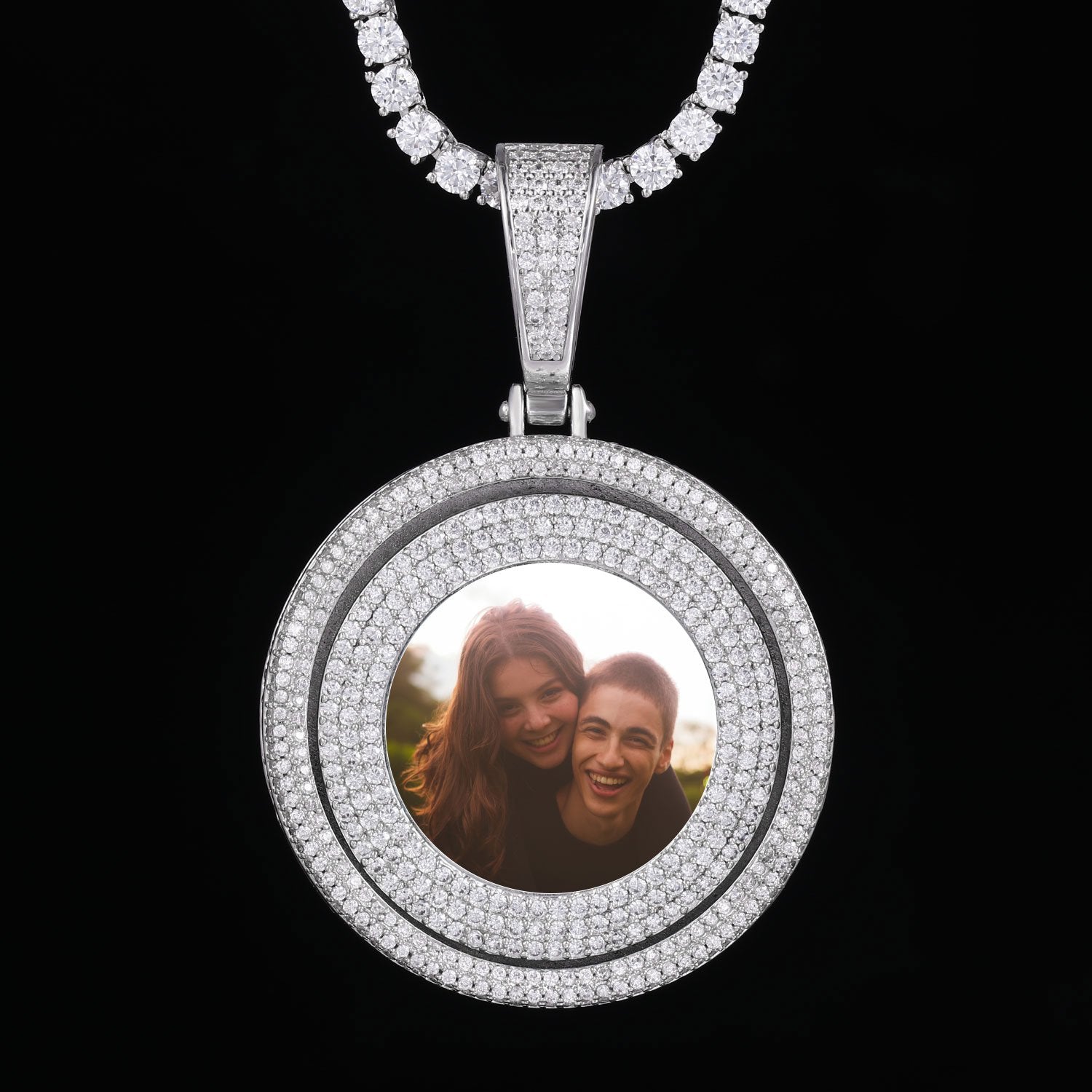 Large 3D Rotating double layer Custom Picture Pendant