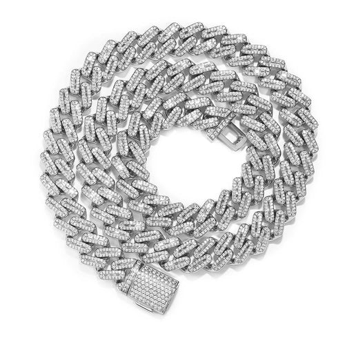 15MM White Gold Iced Out Prong Cuban Link Chain Thegoldlinks