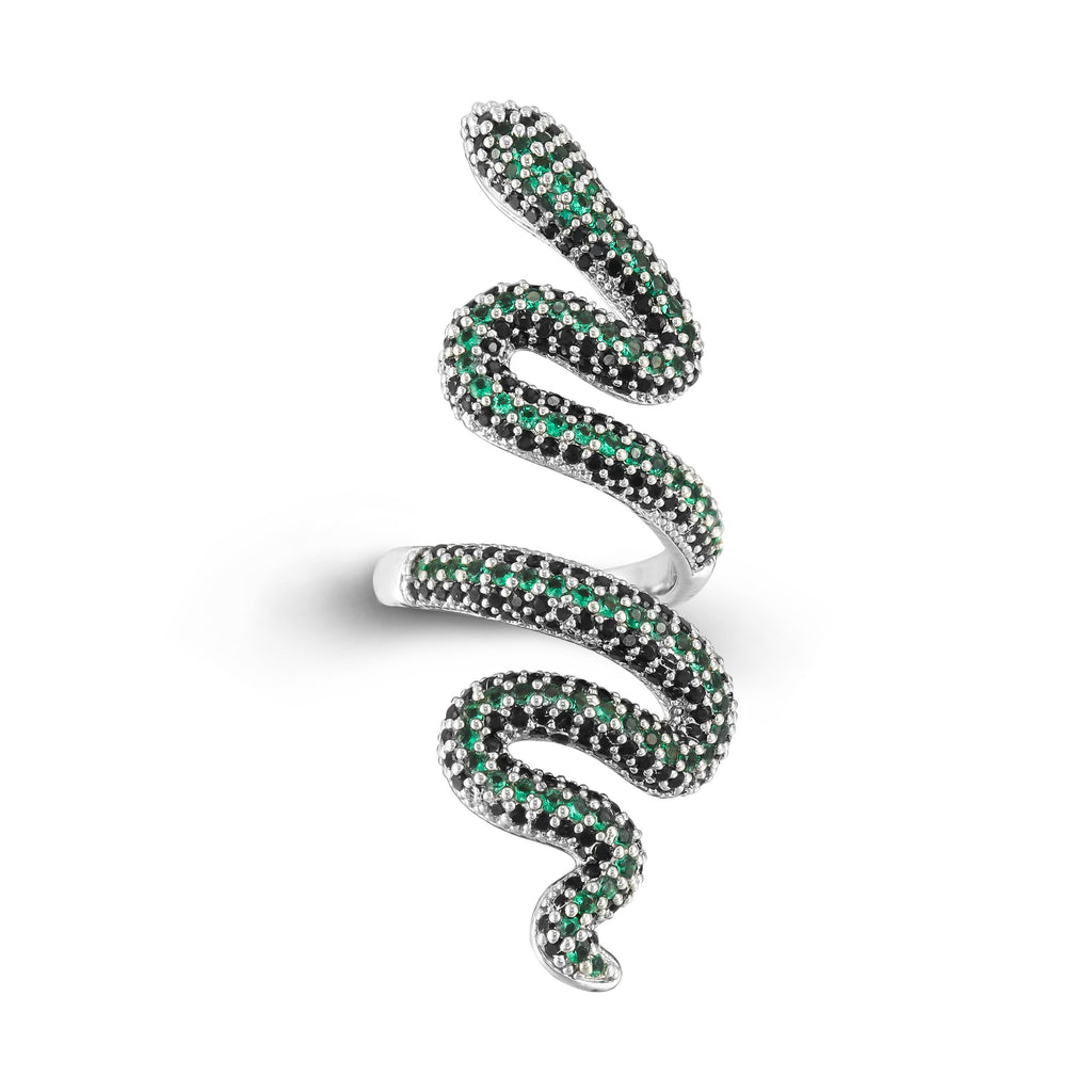 18K/White Gold Iced Snake Ring