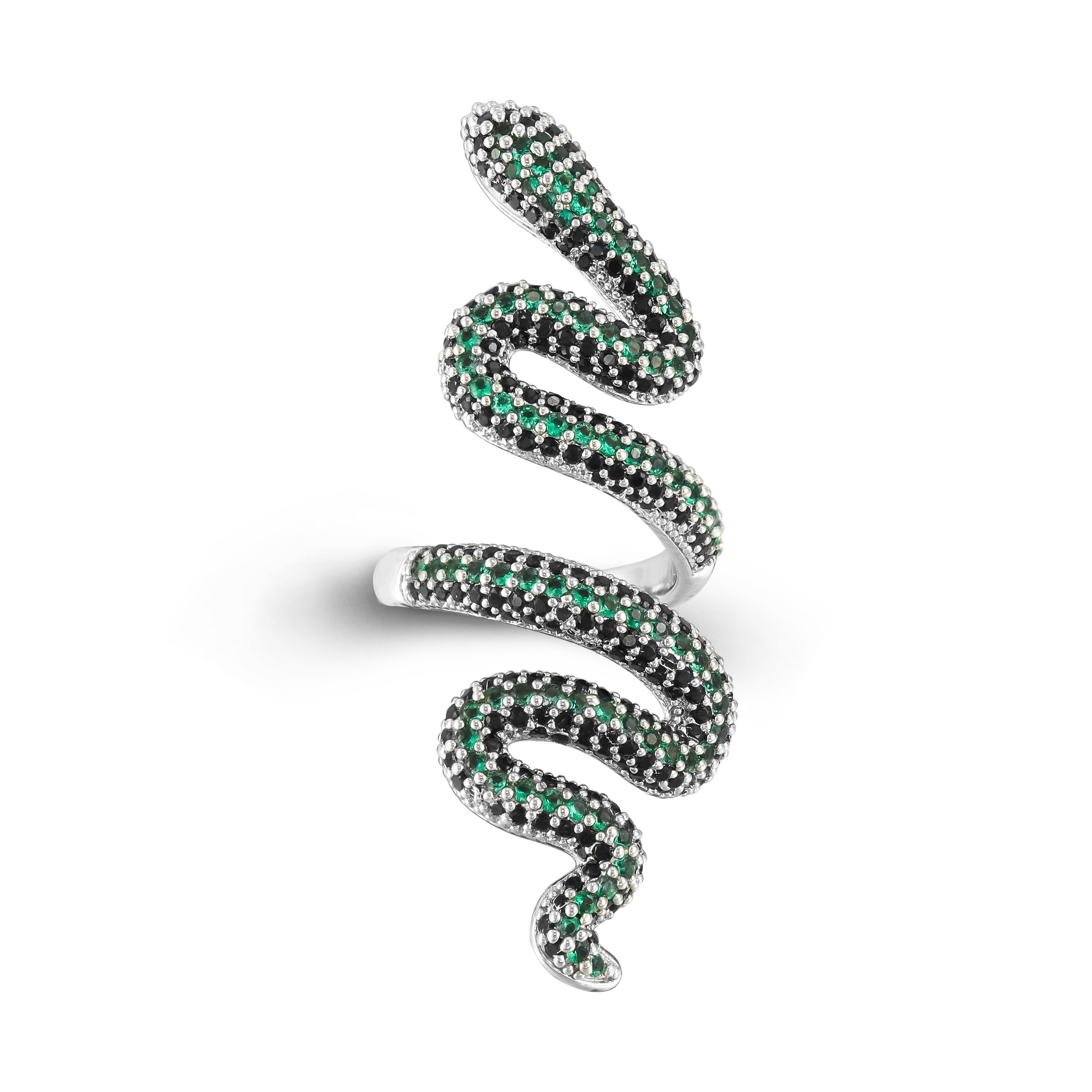 18K/White Gold Iced Snake Ring Thegoldlinks