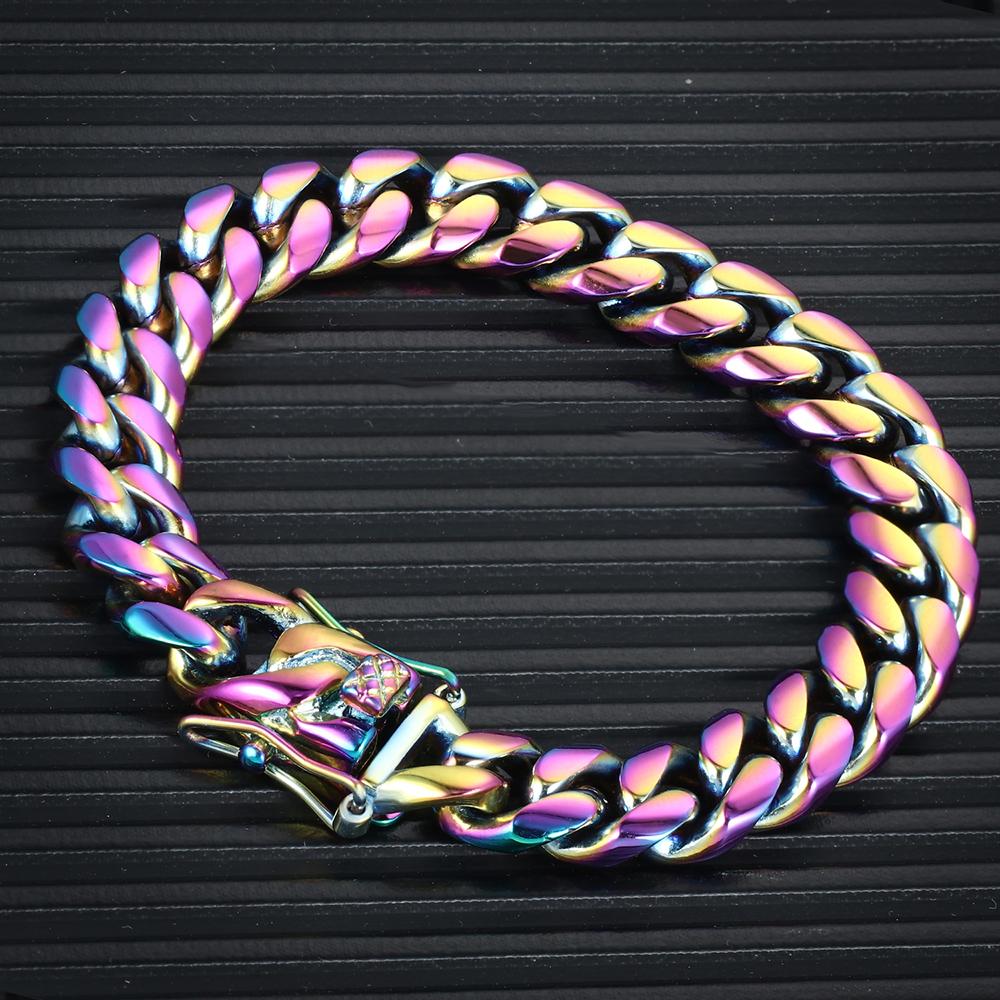 12MM Rainbow Miami Cuban Link Bracelet Thegoldlinks
