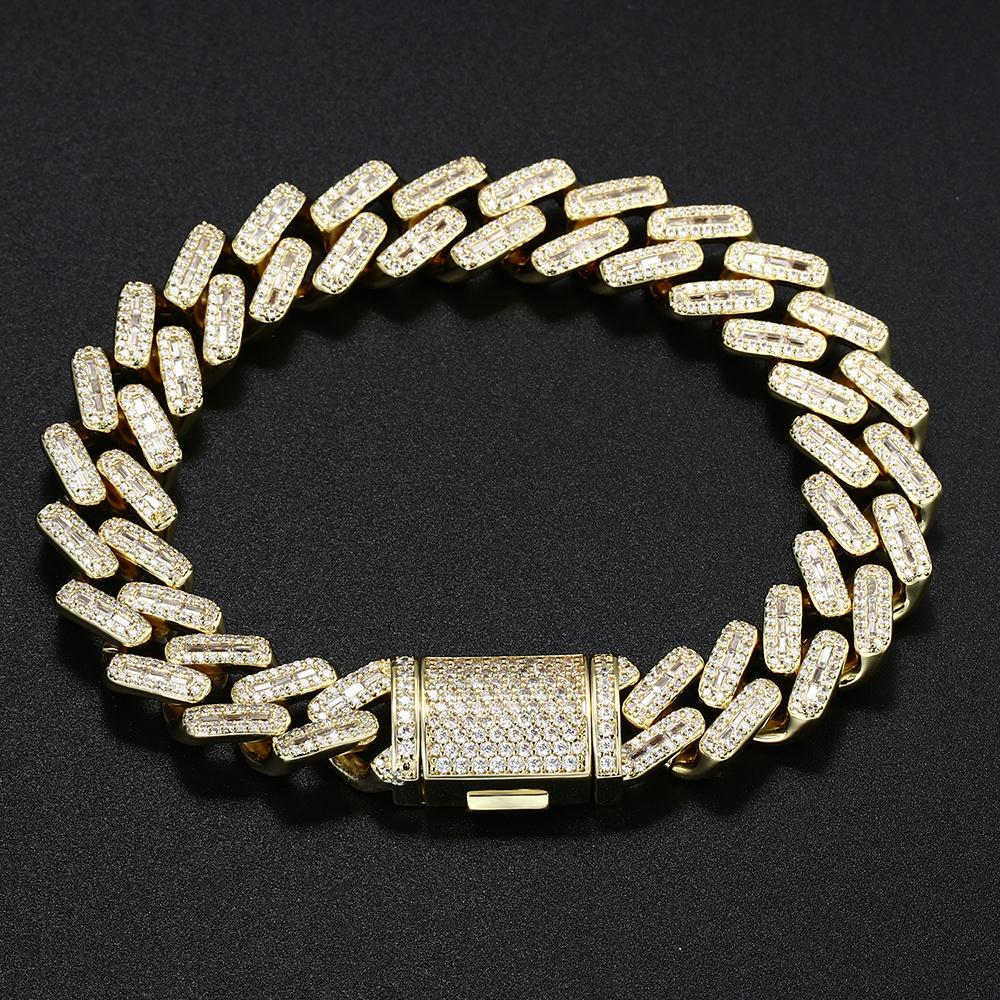 14K Gold Iced Out Prong Cuban Link Bracelet Thegoldlinks
