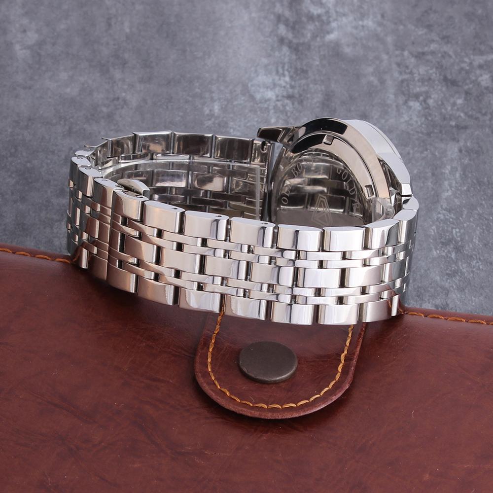 White Gold Plated Black Dial Stainless Steel  Watch Thegoldlinks