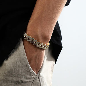 14K Gold Iced Out Prong Cuban Link Bracelet