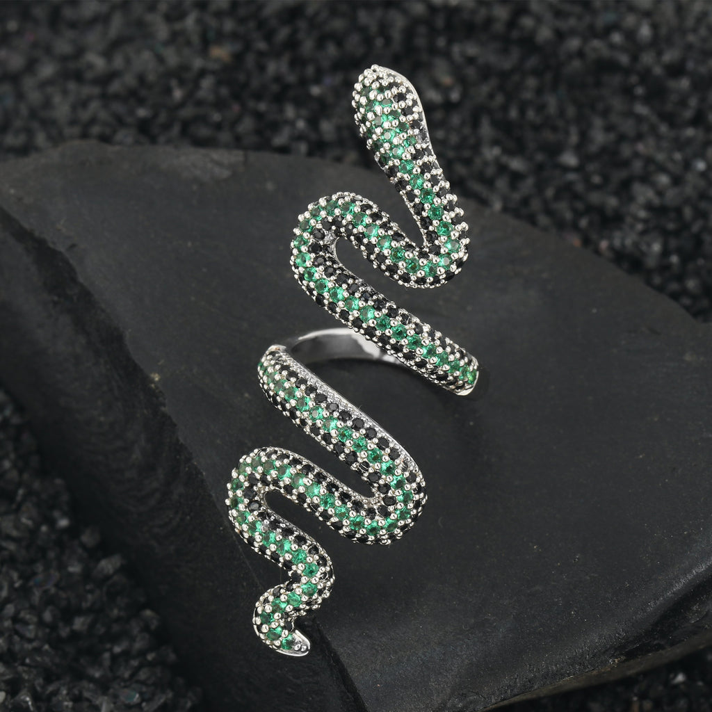 18K/White Gold Iced Snake Ring