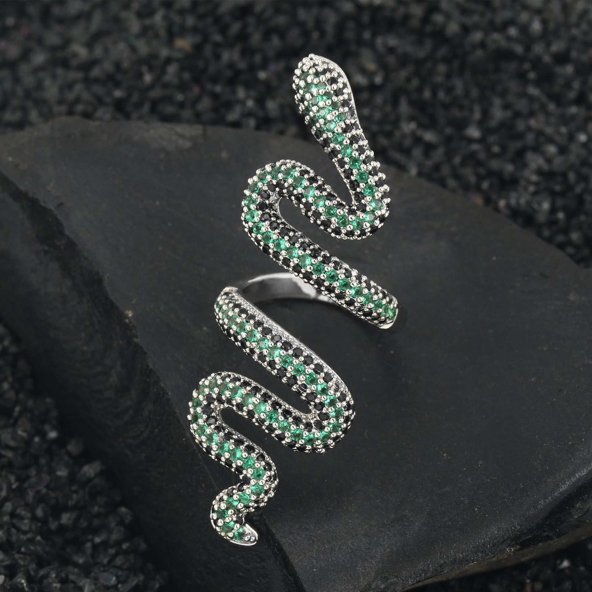 18K/White Gold Iced Snake Ring