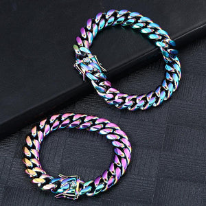 12MM Rainbow Miami Cuban Link Bracelet