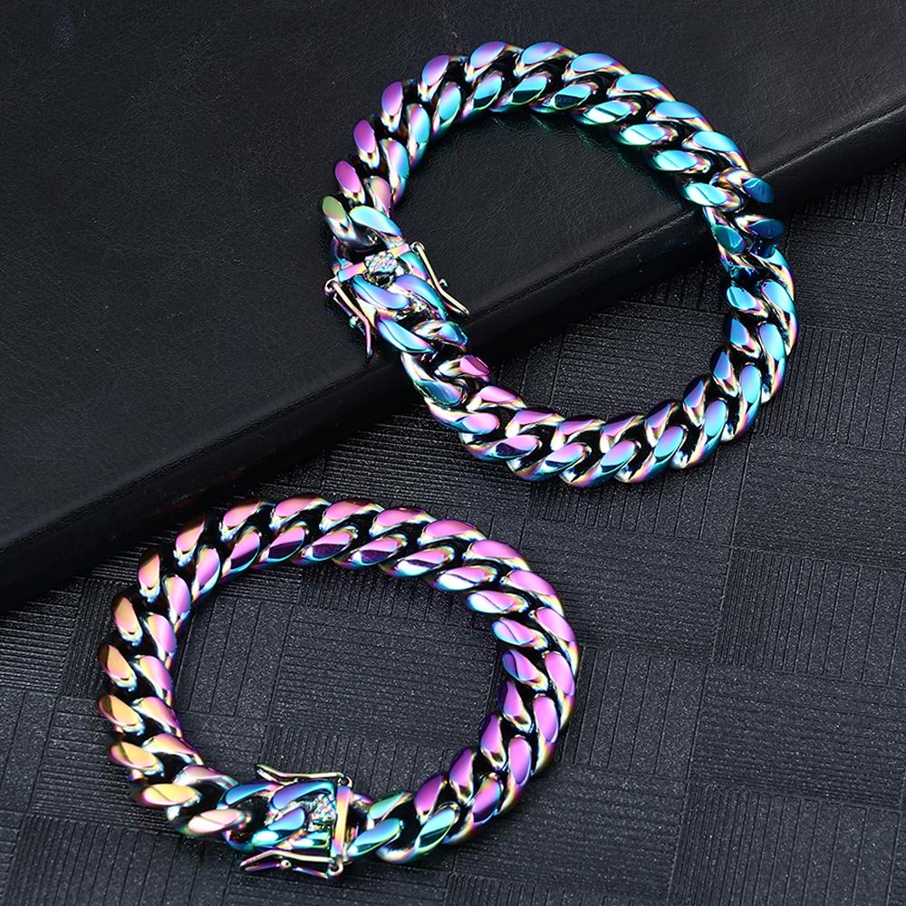 12MM Rainbow Miami Cuban Link Bracelet Thegoldlinks