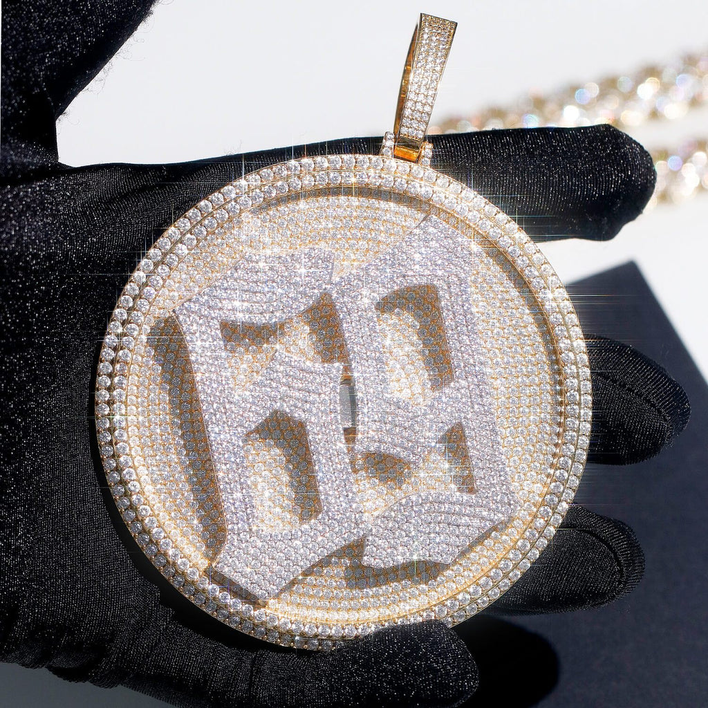 Rotatable 3D large disc customized  number pendant