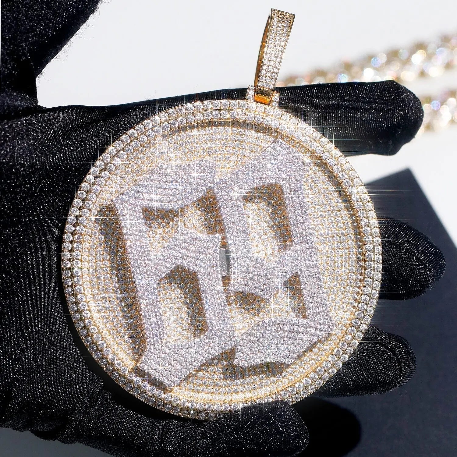 Rotarable  3D Big  Disc Custom Letter Or Diaital Pendant Thegoldlinks