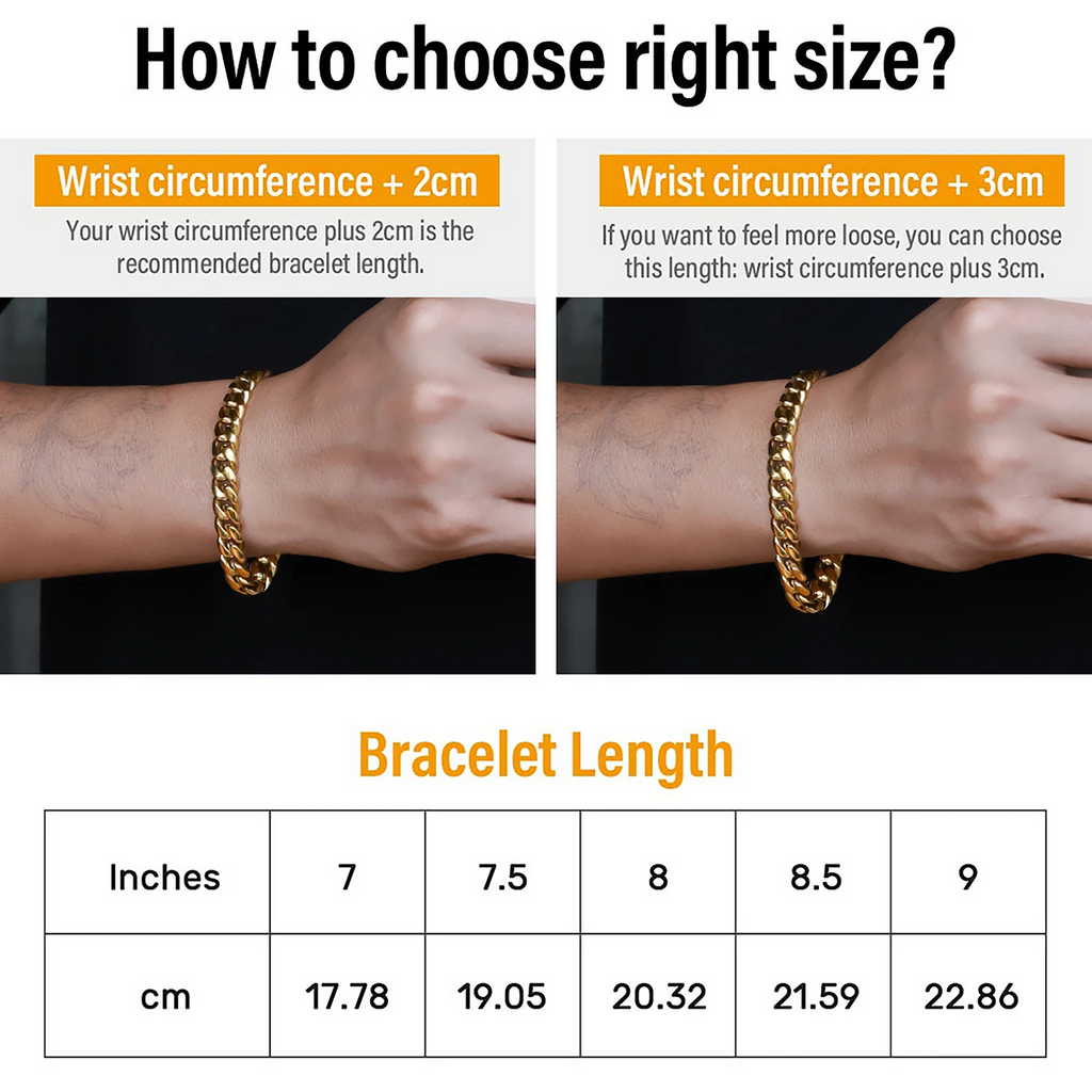 8/10/12/14/16/18MM 18K Gold Plated Stainless Steel Iced Out Miami Cuban Link Bracelet