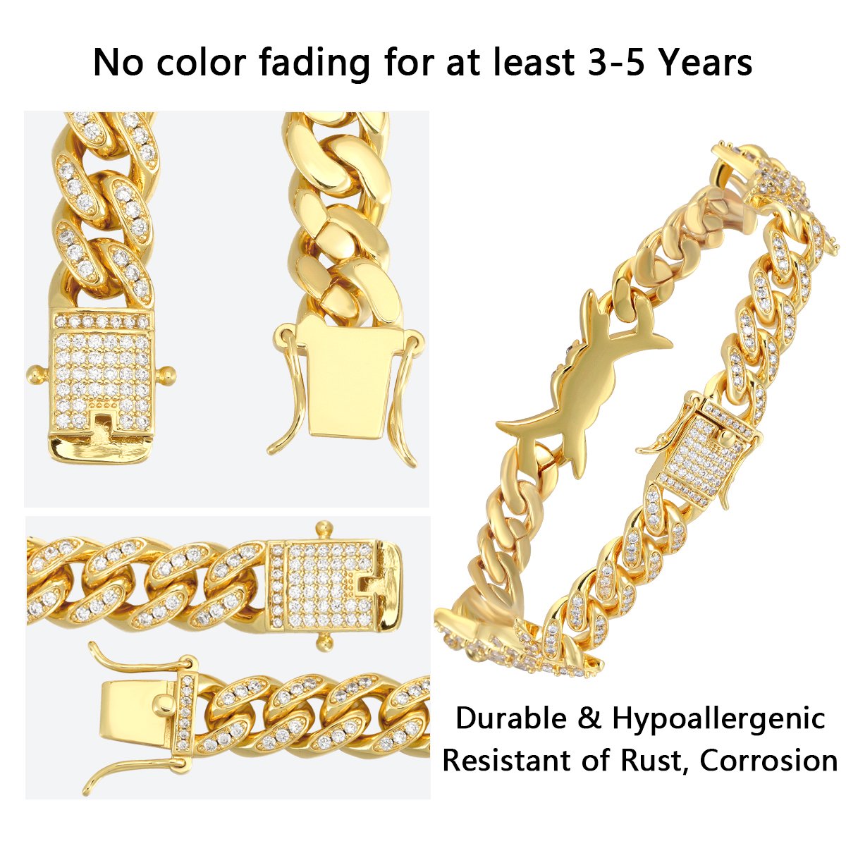 10MM 18K Gold Iced Out Barb Wire Cuban Link Bracelet